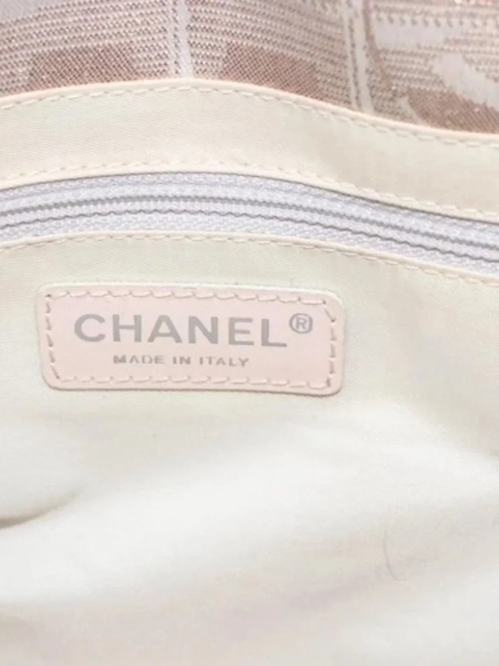 CHANEL New Travel Line Tote Bag Nylon Beige Silver CC Auth th6582